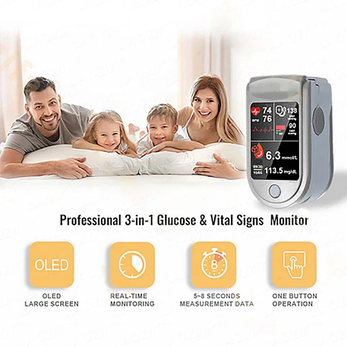 Tiworld™ Profesional 3in1 Glucose & Vital Signs Monitor