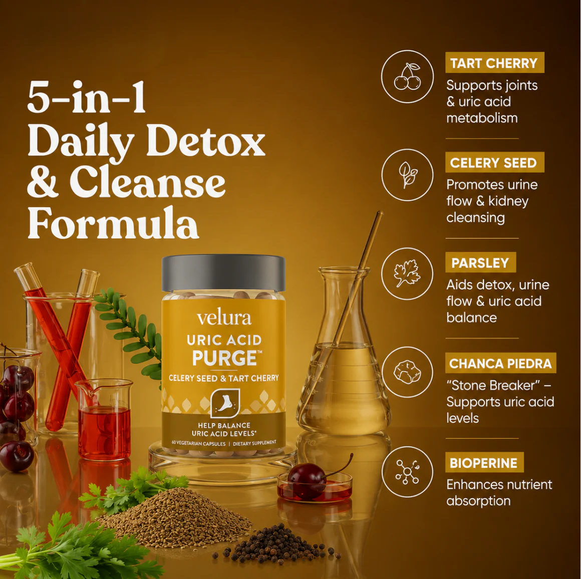 Velura Uric Acid Purge Celery Seed & Tart Cherry