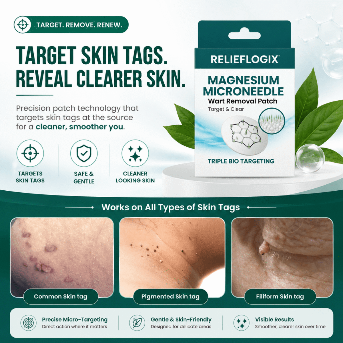 ReliefLogix Magnesium Microneedle Wart Removal Patch